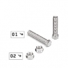 YCF Ketten-Einstellschraube GB5783-M8x40-W / Flanschmutter FB6170-M8-W